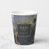 Moody Ink Charcoal Gold Abstrakt ID988 Pappbecher (Vorderseite)