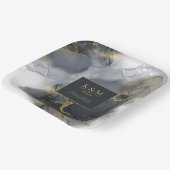 Moody Ink Charcoal Gold Abstrakt ID988 Pappteller (Gewinkelt)