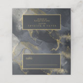Moody Ink Charcoal Gold Abstrakt ID988 Platzkarte (Außenseite Aufgefaltet)