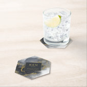 Moody Ink Charcoal Gold Abstrakt ID988 Untersetzer (Vor Ort)