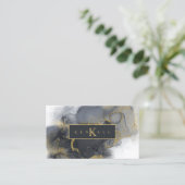 Moody Ink Charcoal Gold Abstrakt ID988 Visitenkarte (Stehend Vorderseite)