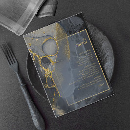 Moody Ink Charcoal Gold Abstrakt Menu ID988