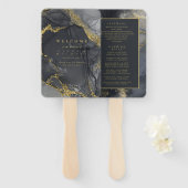 Moody Ink Charcoal Gold Abstrakt Program ID988 Fächer (Vorne und Hinten)