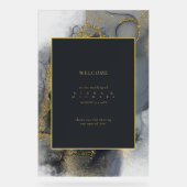 Moody Ink Charcoal Gold Abstrakt Welcome ID988 Acrylschild (Vorderseite)
