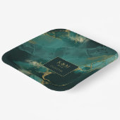 Moody Ink Emerald Gold Abstrakt Dk ID988 Pappteller (Gewinkelt)