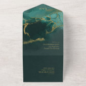 Moody Ink Emerald Gold Abstrakt ID988 All In One Einladung (Außenbereich)