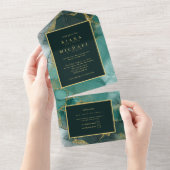 Moody Ink Emerald Gold Abstrakt ID988 All In One Einladung (Abreißen)