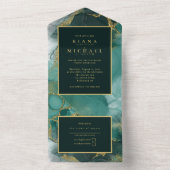 Moody Ink Emerald Gold Abstrakt ID988 All In One Einladung (Innen Boden)