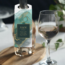 Moody Ink Emerald Gold Abstrakt ID988 Flaschenanhänger