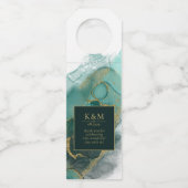 Moody Ink Emerald Gold Abstrakt ID988 Flaschenanhänger (Vorderseite)