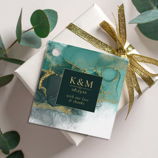 Moody Ink Emerald Gold Abstrakt ID988 Geschenkanhänger