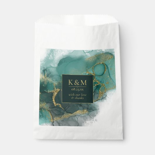 Moody Ink Emerald Gold Abstrakt ID988 Geschenktütchen (Vorderseite)