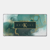 Moody Ink Emerald Gold Abstrakt ID988 Schreibtischunterlage (Vorderseite)