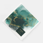 Moody Ink Emerald Gold Abstrakt ID988 Serviette (Ecke)