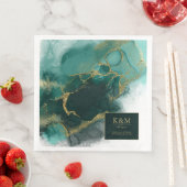 Moody Ink Emerald Gold Abstrakt ID988 Serviette (Beispiel)