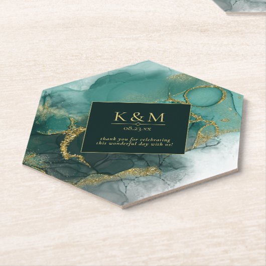 Moody Ink Emerald Gold Abstrakt ID988 Untersetzer (angewinkelt)