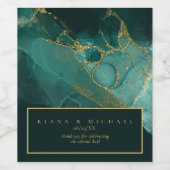 Moody Ink Emerald Gold Abstrakt ID988 Weinetikett (Einzelnes Label)