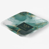 Moody Ink Emerald Gold Abstrakt Lt ID988 Pappteller (Gewinkelt)