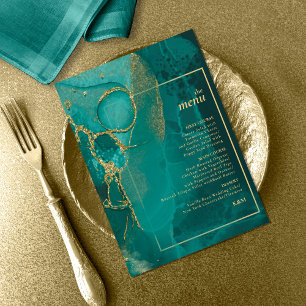 Moody Ink Emerald Gold Abstrakt Menu ID988