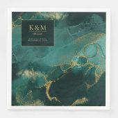 Moody Ink Emerald Gold Abstrakt V2 ID988 Serviette (Vorderseite)