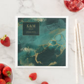 Moody Ink Emerald Gold Abstrakt V2 ID988 Serviette (Beispiel)