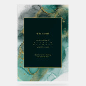 Moody Ink Emerald Gold Abstrakt Welcome ID988 Acrylschild (Vorderseite)