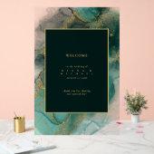 Moody Ink Emerald Gold Abstrakt Welcome ID988 Acrylschild (Hochzeit)
