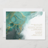 Moody Ink Emerald Gold Brautparty ID988 Einladung (Vorderseite)