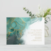Moody Ink Emerald Gold Brautparty ID988 Einladung (Stehend Vorderseite)