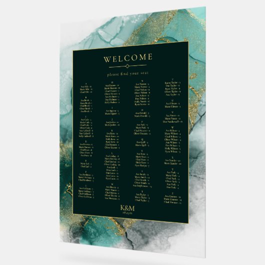 Moody Ink Emerald Gold Seating Chart ID988 Acrylschild (Winkel)
