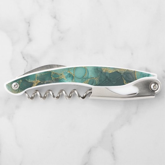 Moody Ink Emerald Gold Wedding Party ID988 Kellnermesser (Rückseite)