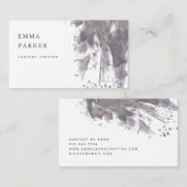 Moody Ink | Moderne dunkle Holzkohle Grau und Weiß Visitenkarte (Vorne/Hinten)