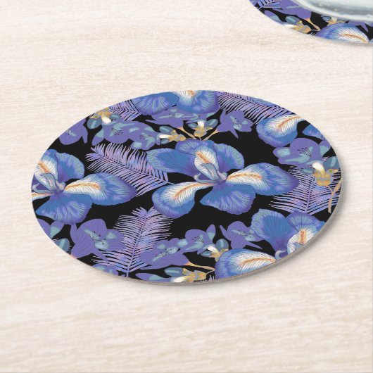 Moody Iris Runder Pappuntersetzer (Angewinkelt)