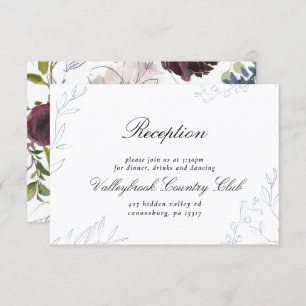 Moody Jewel Tone Floral Hochzeitsempfang Einladung