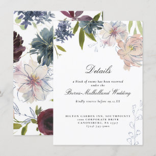 Moody Jewel Tone Floral Wedding Guest Information Einladung