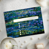 Moody Jewel Tone Monet Lily Pond Art Wedding Meal RSVP Karte