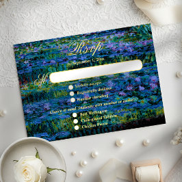 Moody Jewel Tone Monet Lily Pond Art Wedding Meal RSVP Karte