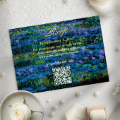 Moody Jewel Tone Water Lilies Wedding Website QR RSVP Karte