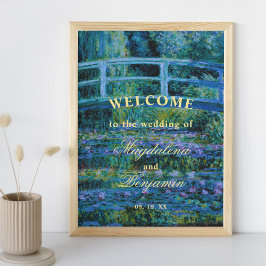Moody Jewel Tones Monet Water Lilies Wedding Poster