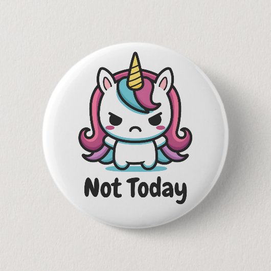 Moody Kawaii Unicorn Benutzerdefinierter Text Button (Vorderseite)