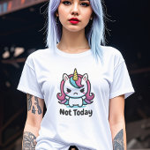 Moody Kawaii Unicorn Custom Text Women's T-Shirt