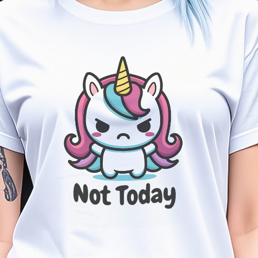 Moody Kawaii Unicorn Custom Text Women's T-Shirt