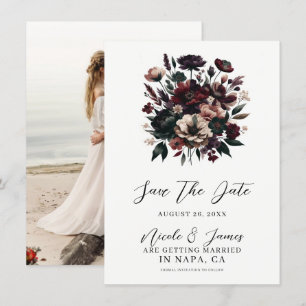 Moody Landhaus-Blumen Bohemian Save-the-Date-Karte Einladung