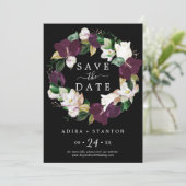 Moody Lila Black Ankündigung Datum freihalten Card (Stehend Vorderseite)