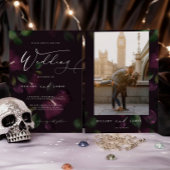 Moody Lila Bloom Calligraphy Wedding Einladung