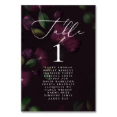 Moody Lila Bloom Gothic Calligraphy Wedding Name Tischnummer (Rückseite)