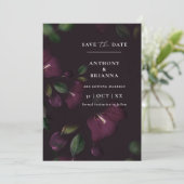 Moody Lila Bloom Grunge Save the Date Hochzeit Einladung (Stehend Vorderseite)