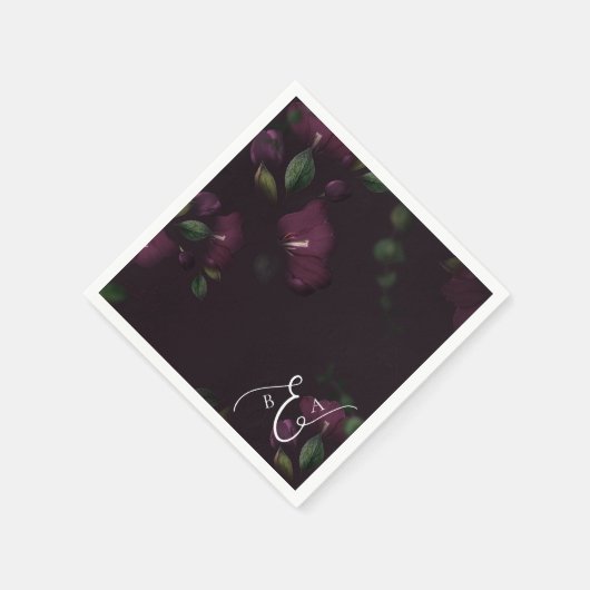 Moody Lila Bloom Grunge Wedding Serviette (Ecke)