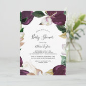 Moody Lila Blooms Babydusche Einladung (Stehend Vorderseite)