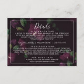 Moody Lila Blooms Black Pattern Hochzeitdetails Begleitkarte (Vorderseite)